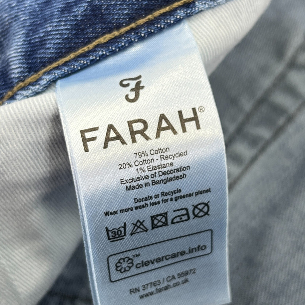 Men's Farah Norwood Indigo Mid Blue Regular Fit Jeans Straight Leg W48" L32" New