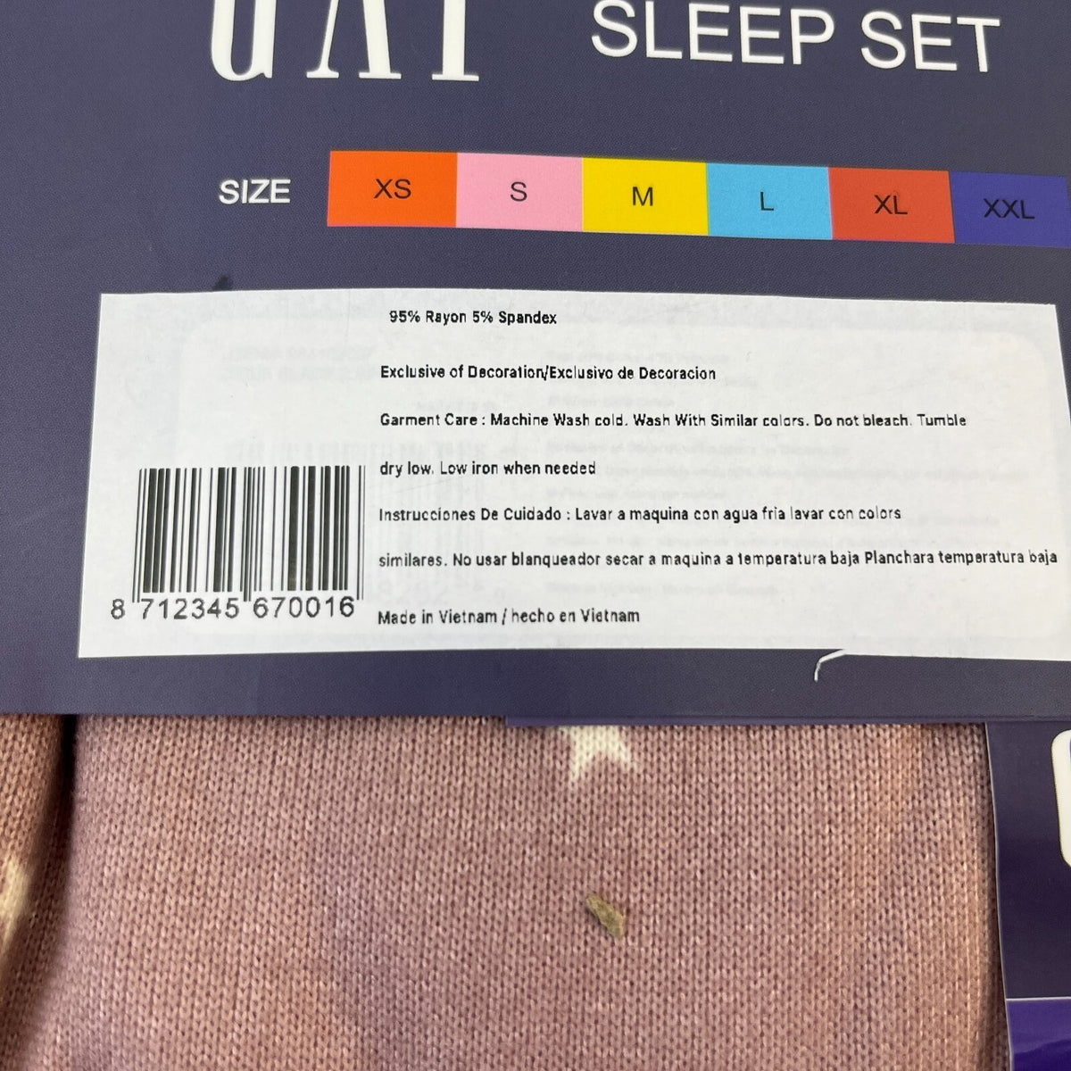 Gap Womens Pyjamas Sleep Set Night Top 2 Piece Loungewear Pastel Pink size 2XL