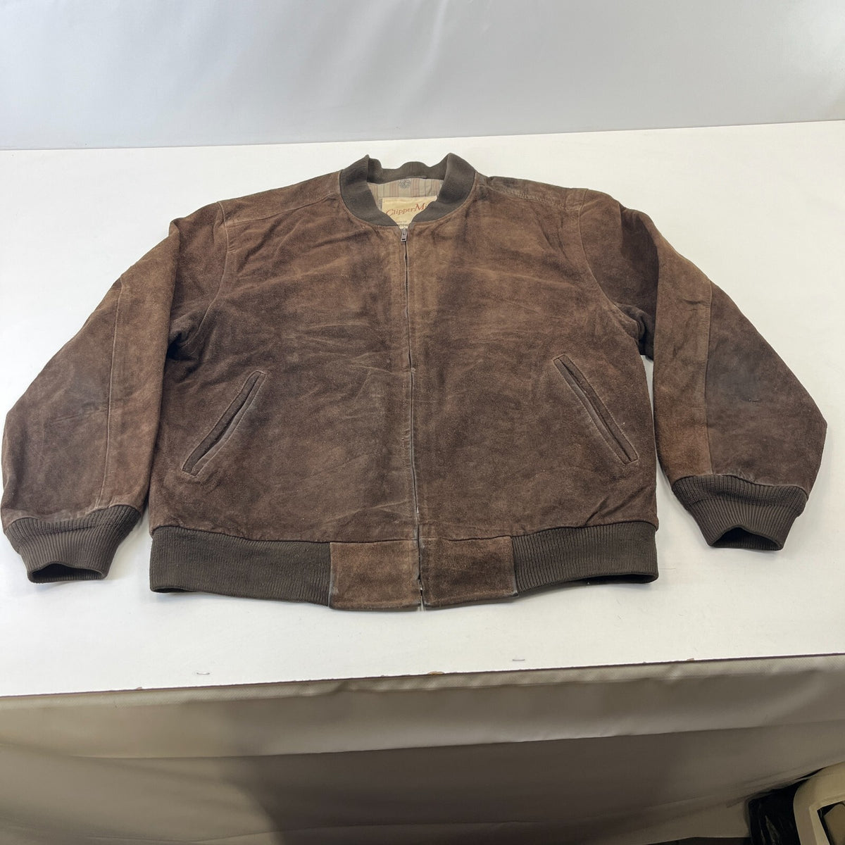Clipper Mist Men's Dark Brown Suede Leather Bomber Jacket UK size Medium