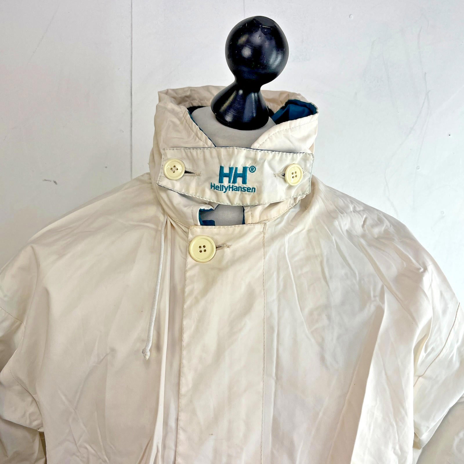 Helly Hansen Mens Vintage Reversible Sailing Jacket size M Teal Green & White