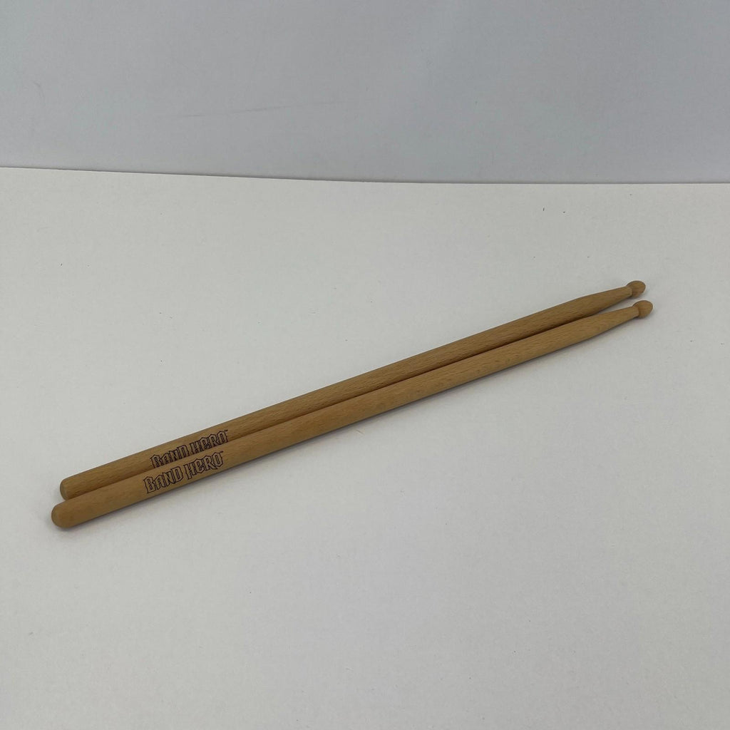Pair of Band Hero Wooden Drum Sticks – Natural Wood – MINT Condition