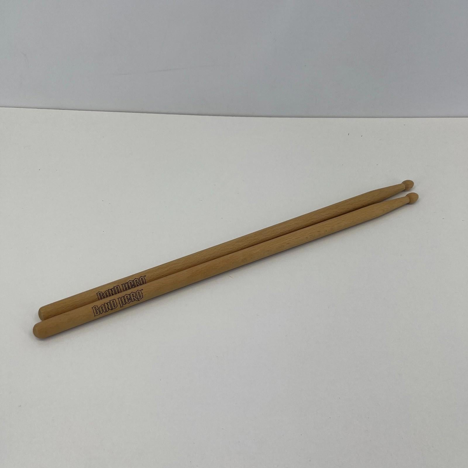 Pair of Band Hero Wooden Drum Sticks – Natural Wood – MINT Condition