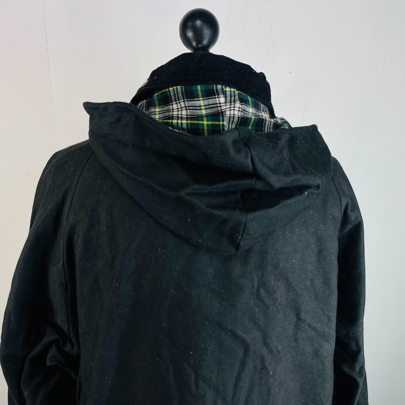Men's Heavy Denim Wax Jacket in Black with Hood size 2XL