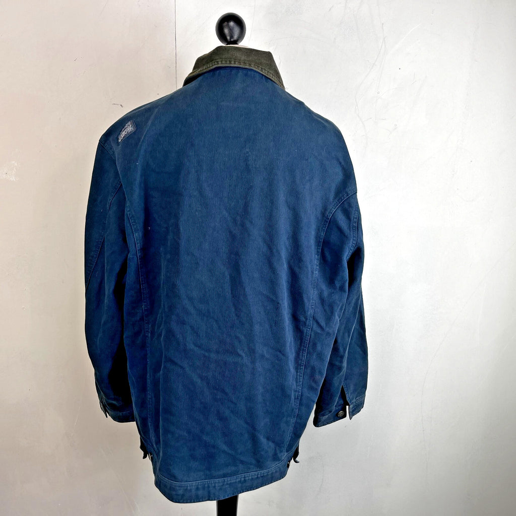 Oxbow Corduroy Trucker Chore Jacket US size L Blue Long Sleeve 100% Cotton