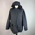 Mc Orvis Wax Jacket Mens size M Black Waxed Coat with Hood Made in the UK
