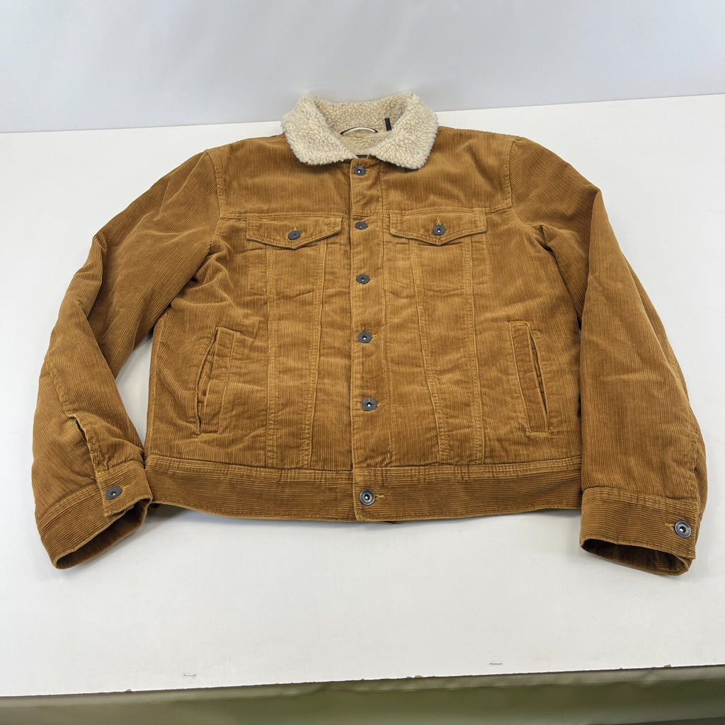 M&S Eighty Four Brown Cord Jacket Padded Trucker Fleece Lined Sherpa Men's M