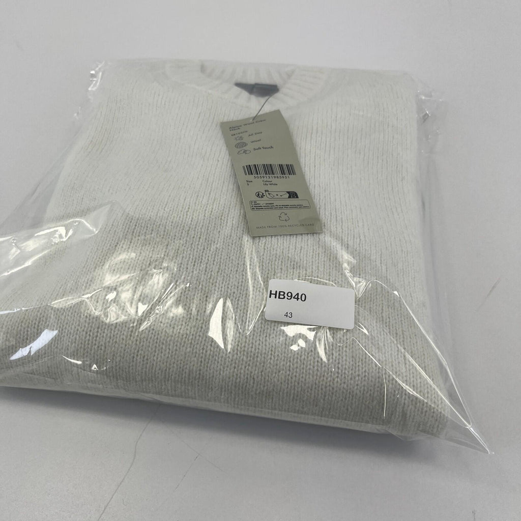 Sweaty Betty Alpine Wool Crew Neck Jumper Sweater in Lily White size S Alpaca