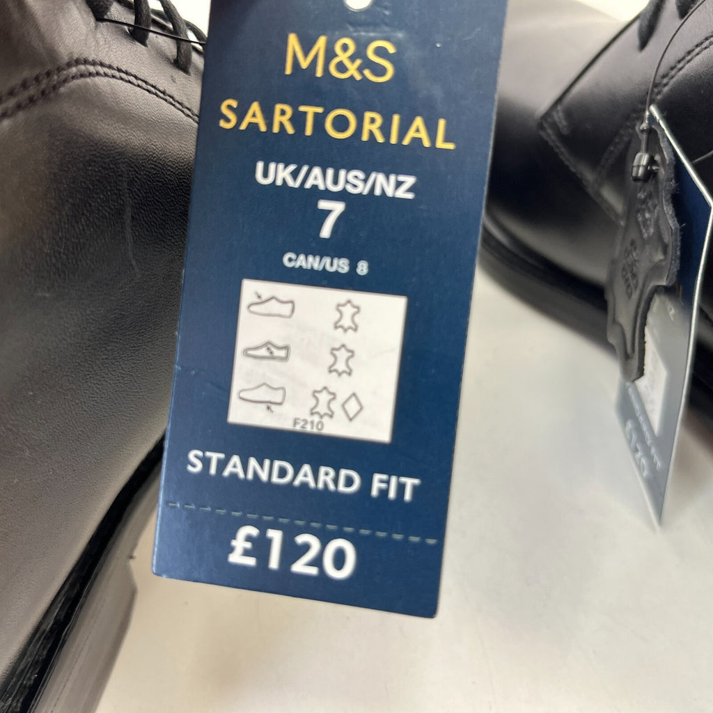 Marks and Spencer Sartorial Black Leather Smart Luxury Boots UK 7 RRP £120 - New