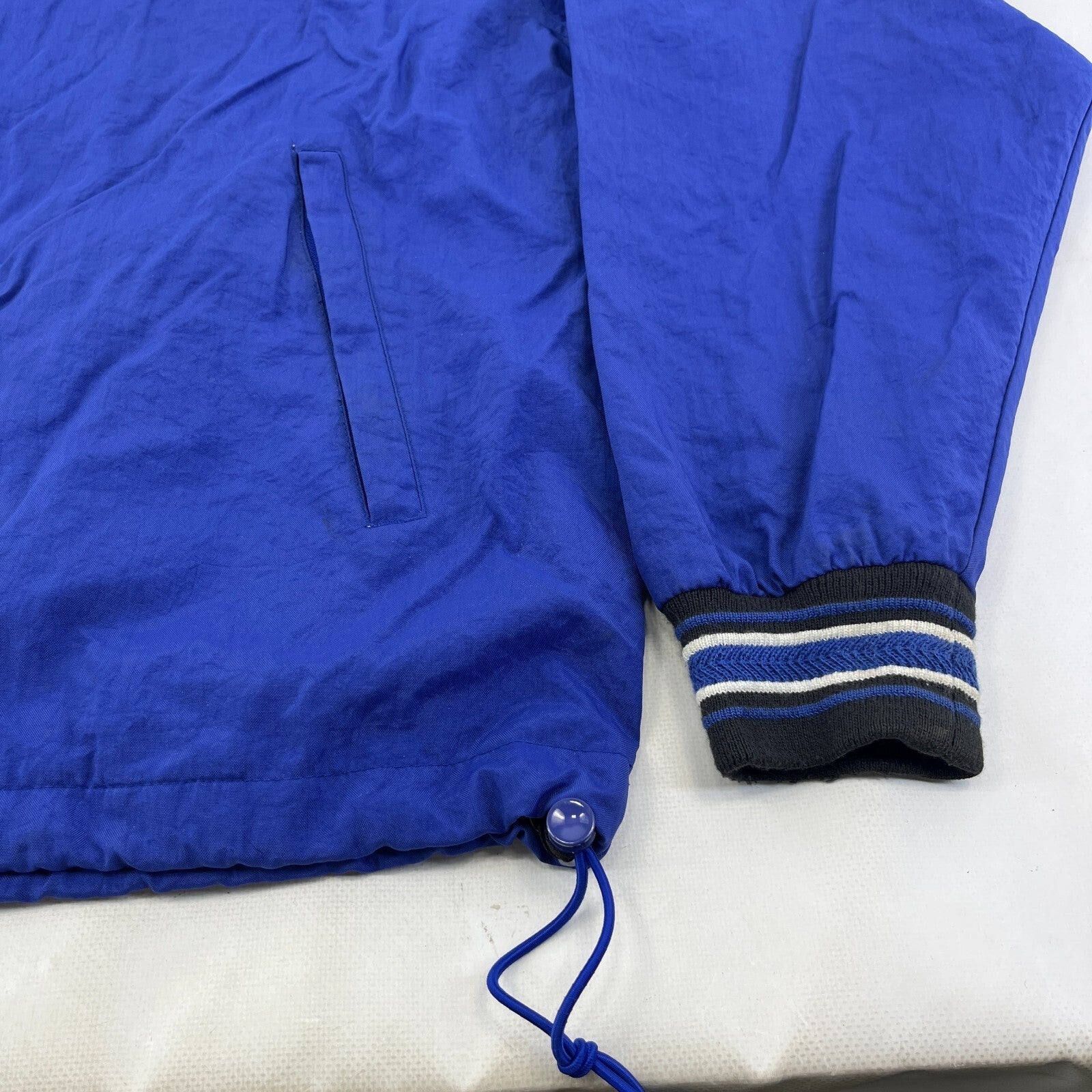 Champion Pullover Windbreaker Jacket Coat Oversized Large Blue with Embroidery