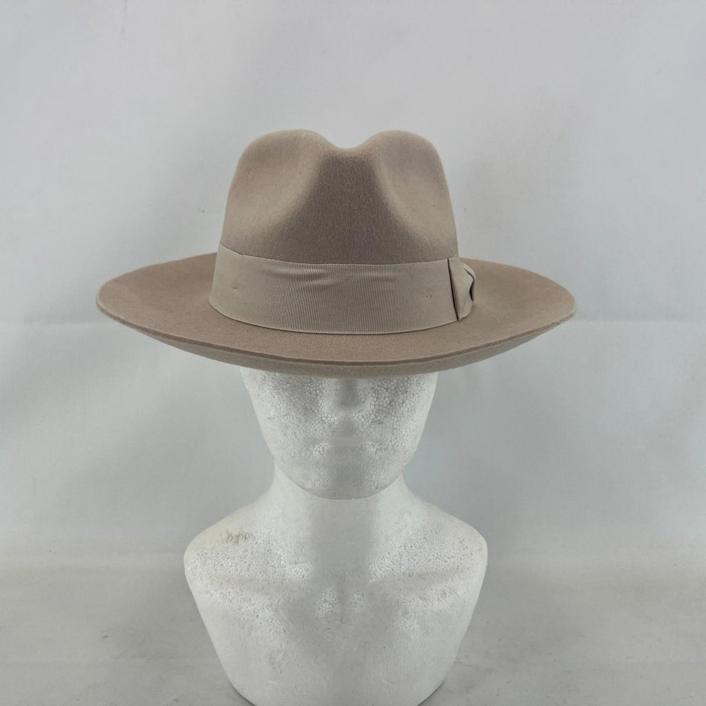Palms Halt 100% Wool Handmade Textured Fedora Hat in Beige size M 56