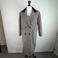 Vtg Kashmoor of London Wool Blend Long Overcoat UK 16 Black/White Houndstooth