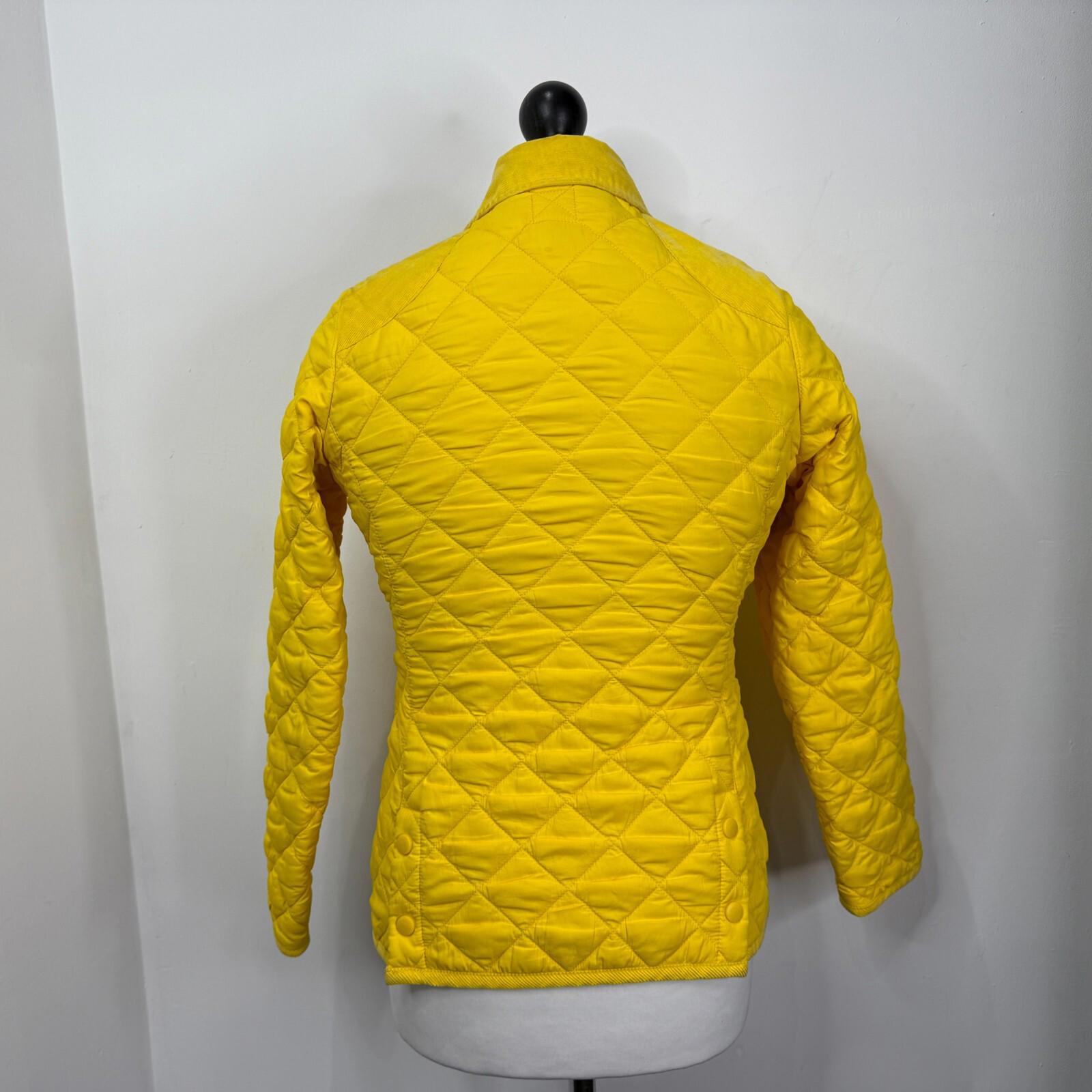 Joules Quilted Jacket UK size 12 Bright Yellow with Corduroy Shoulders Insulated