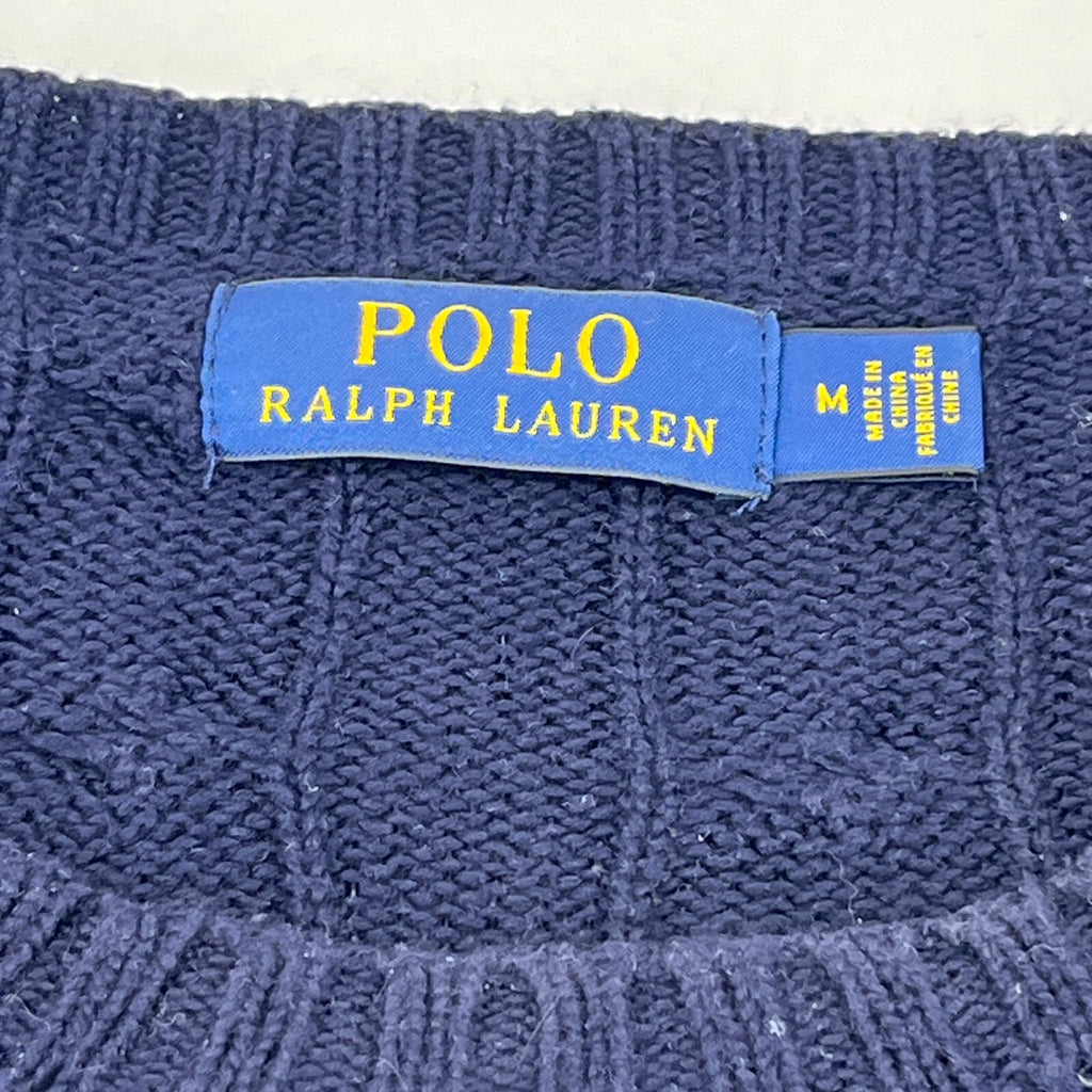 Polo Ralph Lauren 100% Cotton Jumper Men's size M Navy Blue Crew Neck Sweater