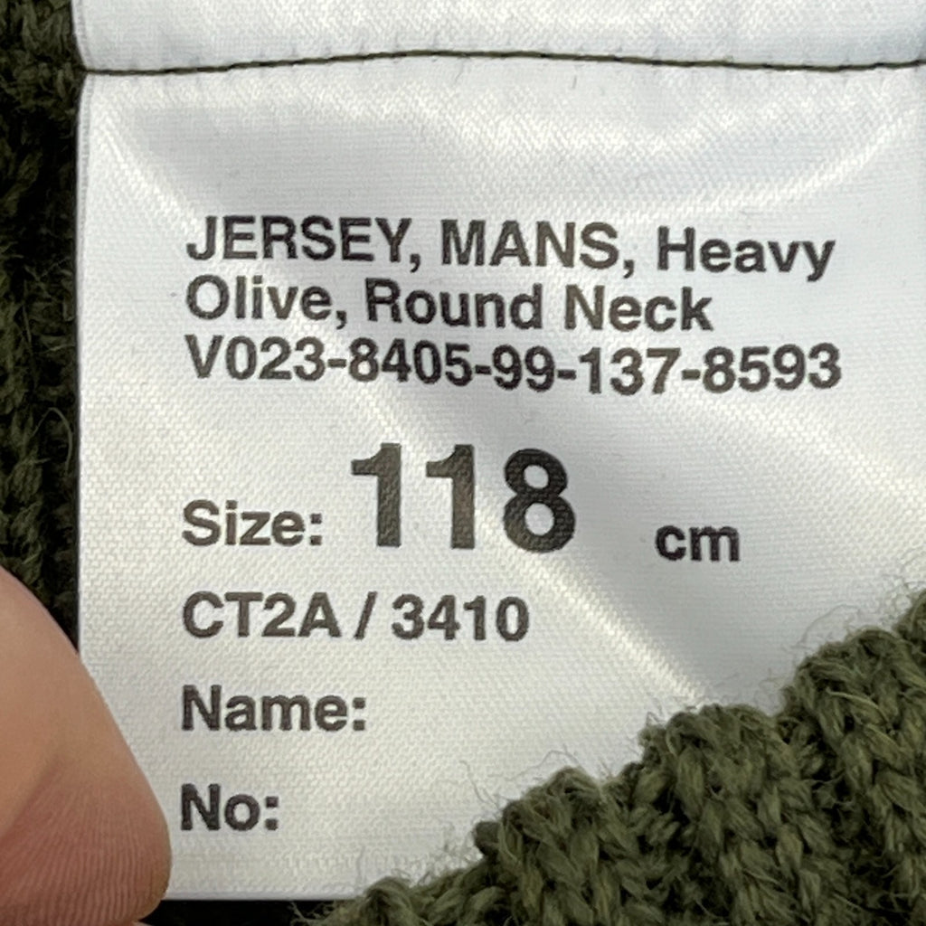 British Army Jersey Men's Heavy Olive Round Neck Jumper Jersey size 118cm