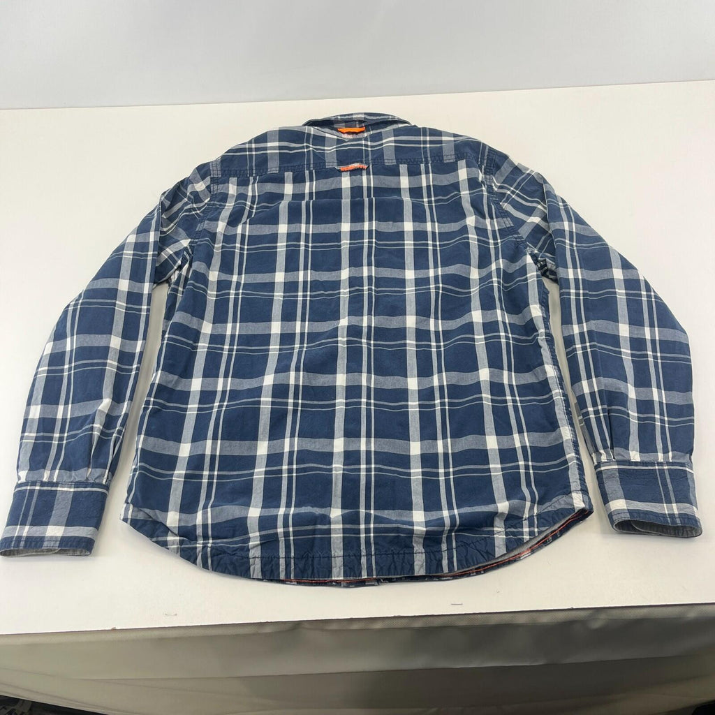 SuperDry Men's Lined Check Work Chore Shirt in Blue size XL