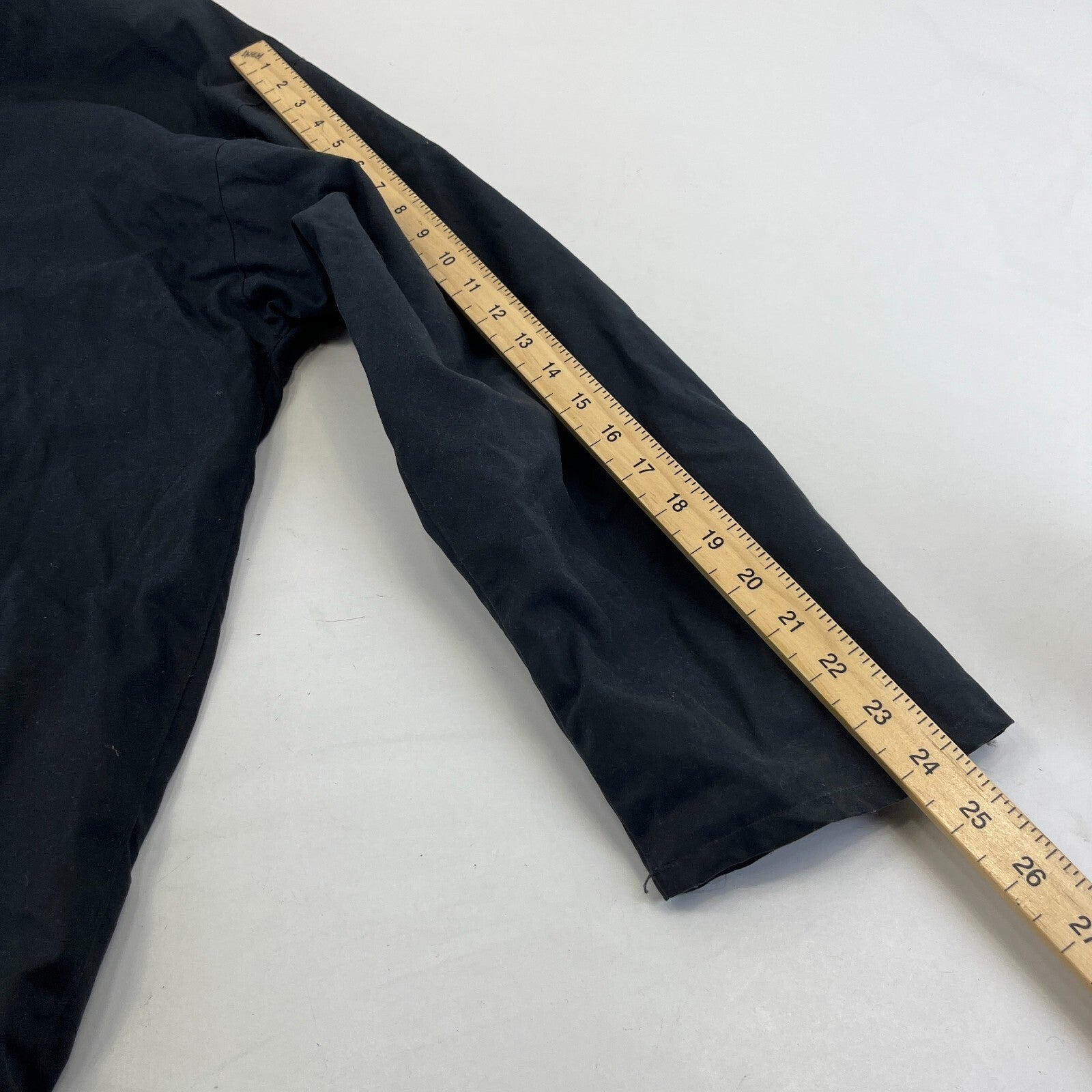 Mc Orvis Wax Jacket Mens size L Black Waxed Coat Made in the UK