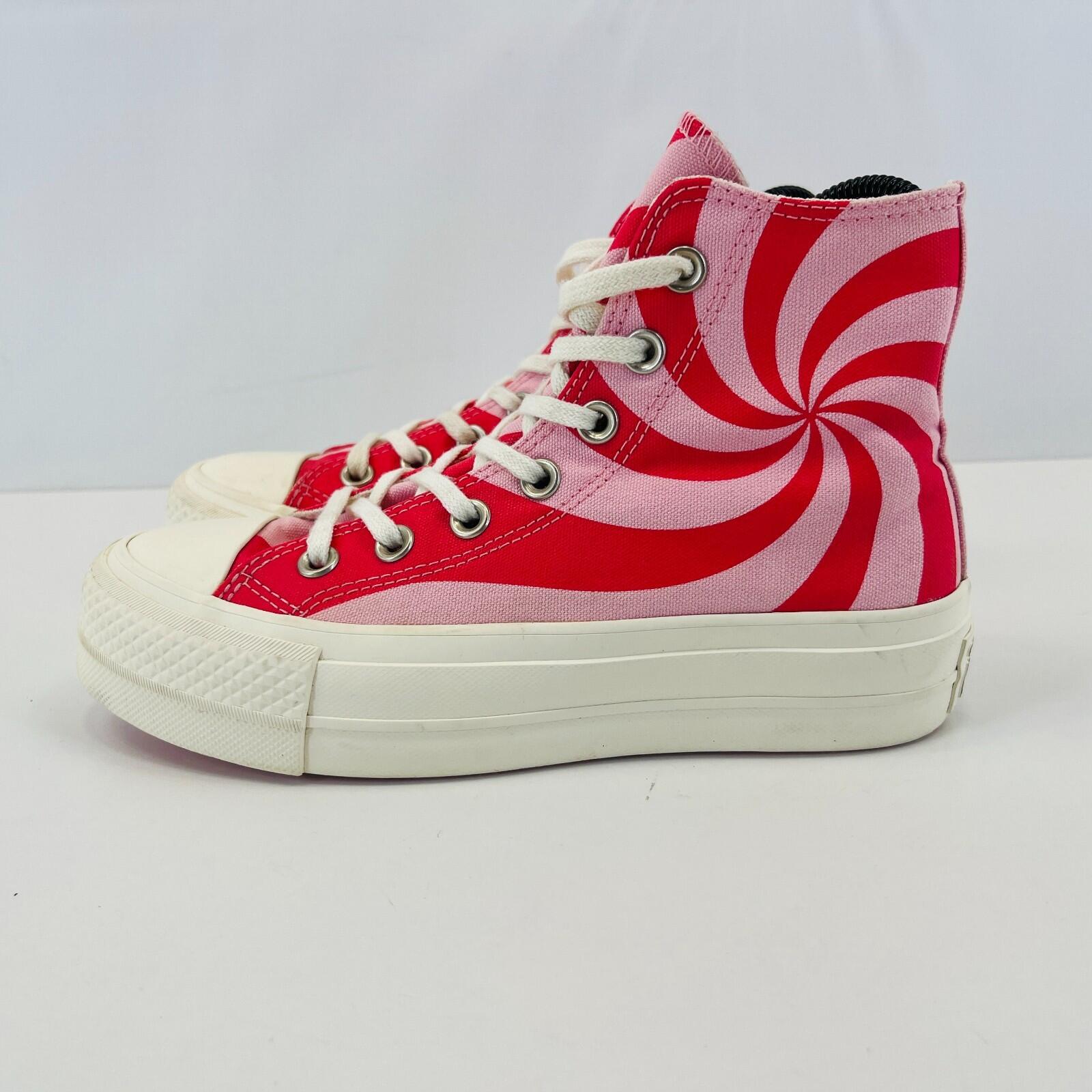 Converse All Star Chuck Taylor Hi-Top Pink/Red Strawberry Swirl Trainers UK 3