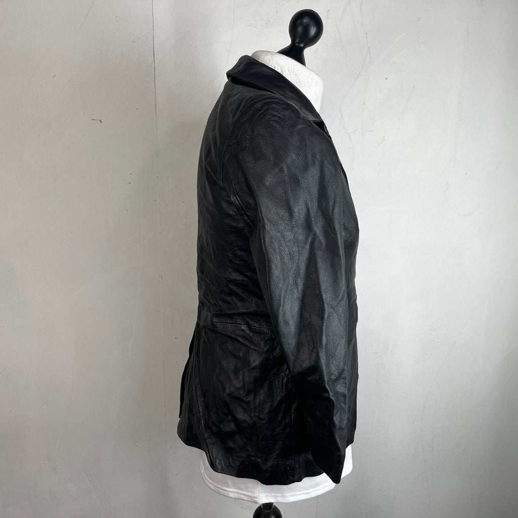 Vintage Barneys Women’s Lamb's Leather Jacket Black size 14 Biker