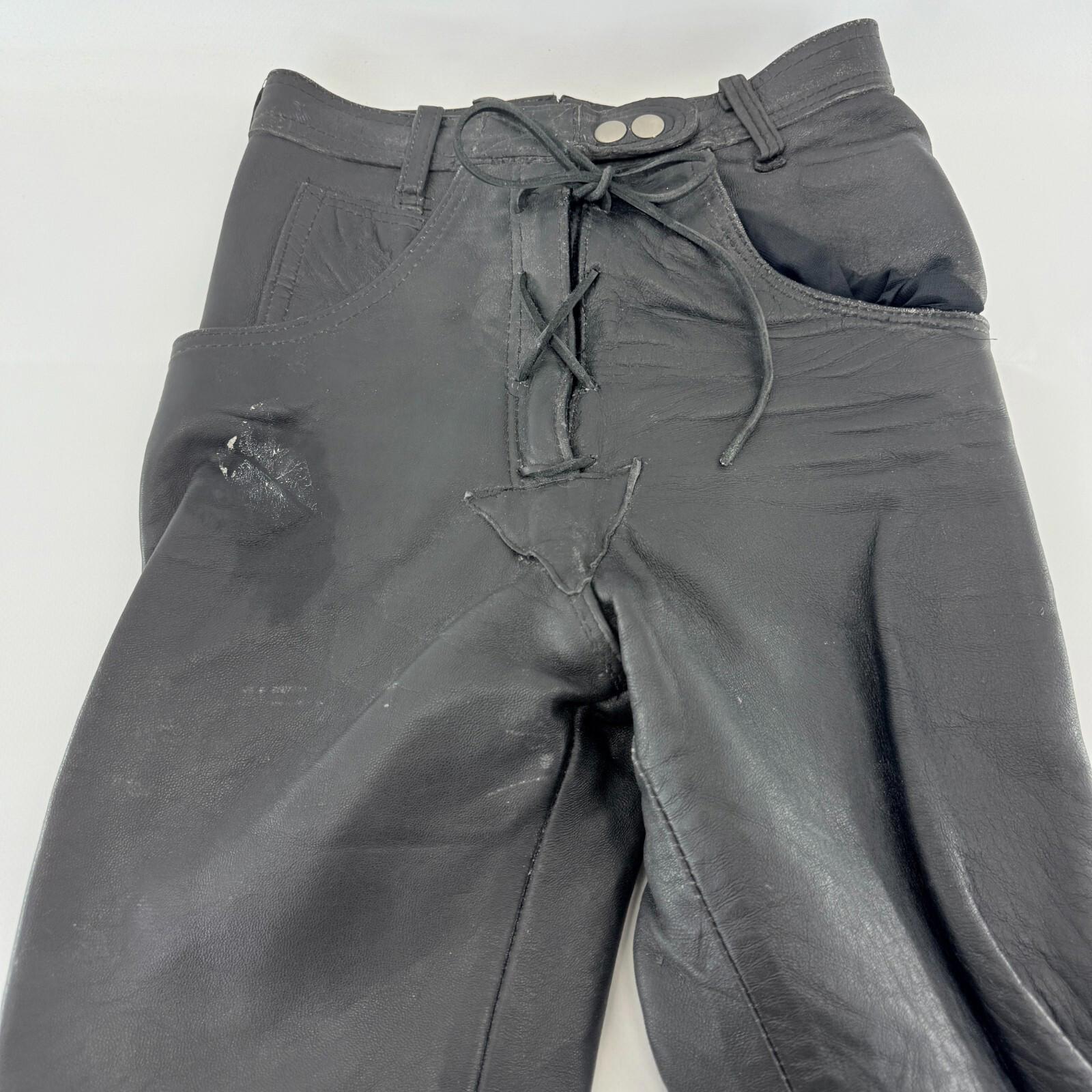 Vintage G.MAC Scottish Leather Jeans Trousers Super Skinny W24" L30" Lace Up Fly