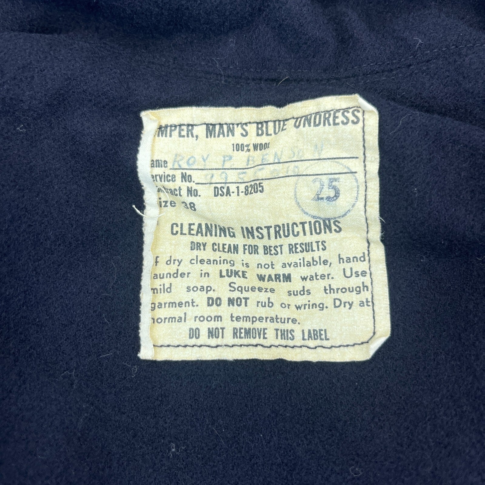 US Navy Mens Blue Crackerjack Pullover Uniform Sailor 100% Wool size 38 (Medium)