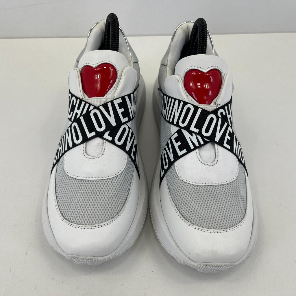 Love Moschino Heart Trainers size UK 5 EU 3 Women Low Top Slip On White Sneakers