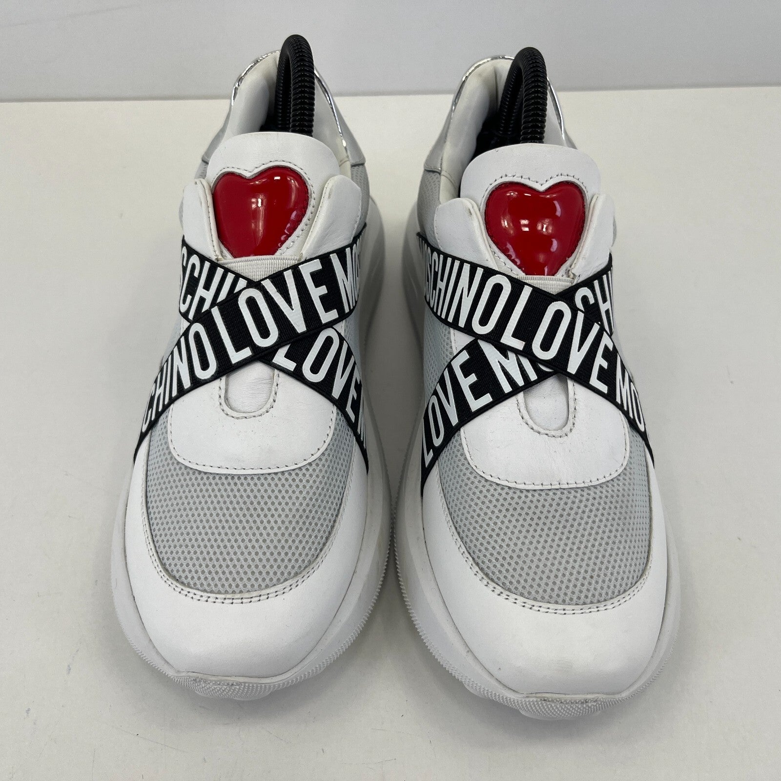 Love Moschino Heart Trainers size UK 5 EU 3 Women Low Top Slip On White Sneakers