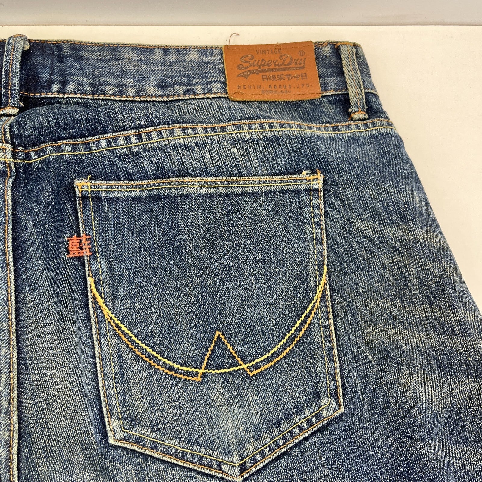 SuperDry Loose Straight Leg Blue Jeans W36" L32" Button Fly