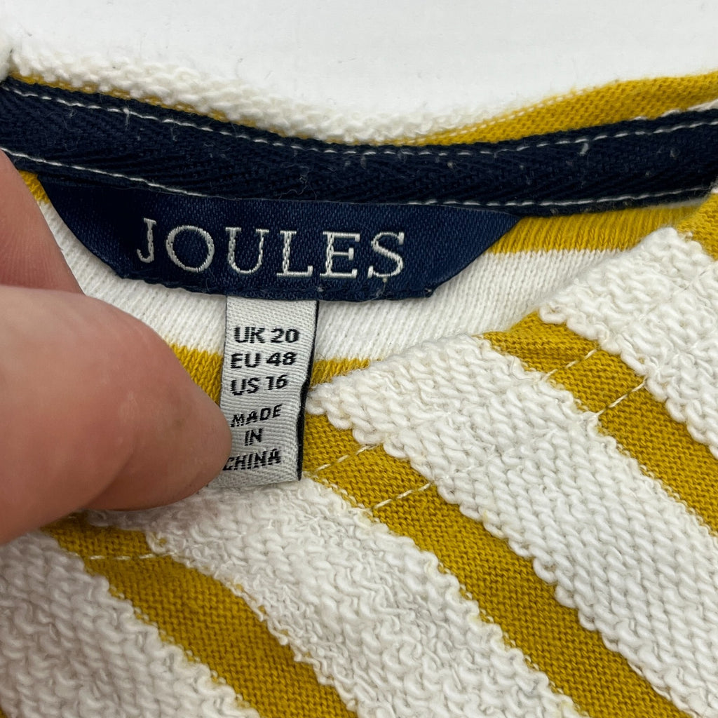 Joules Women's Rexerse Weave Casual Cosy Pullover White & Yellow size 20