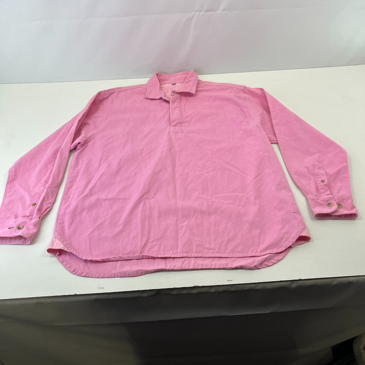 Rydale Men’s Heavy Cotton Pullover Shirt Long Sleeve in Pink size XL