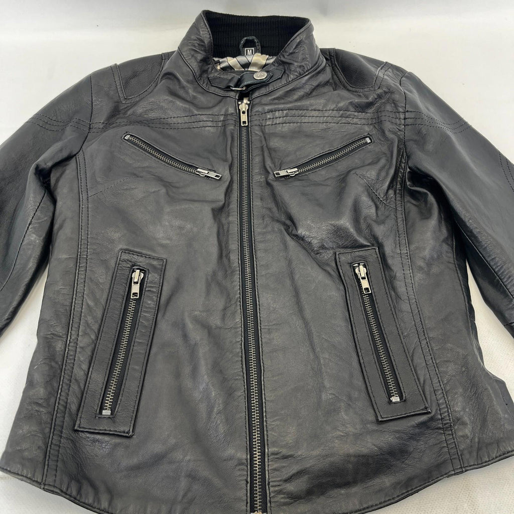 Aviatrix Women's Real Leather Biker Jacket in Black size M