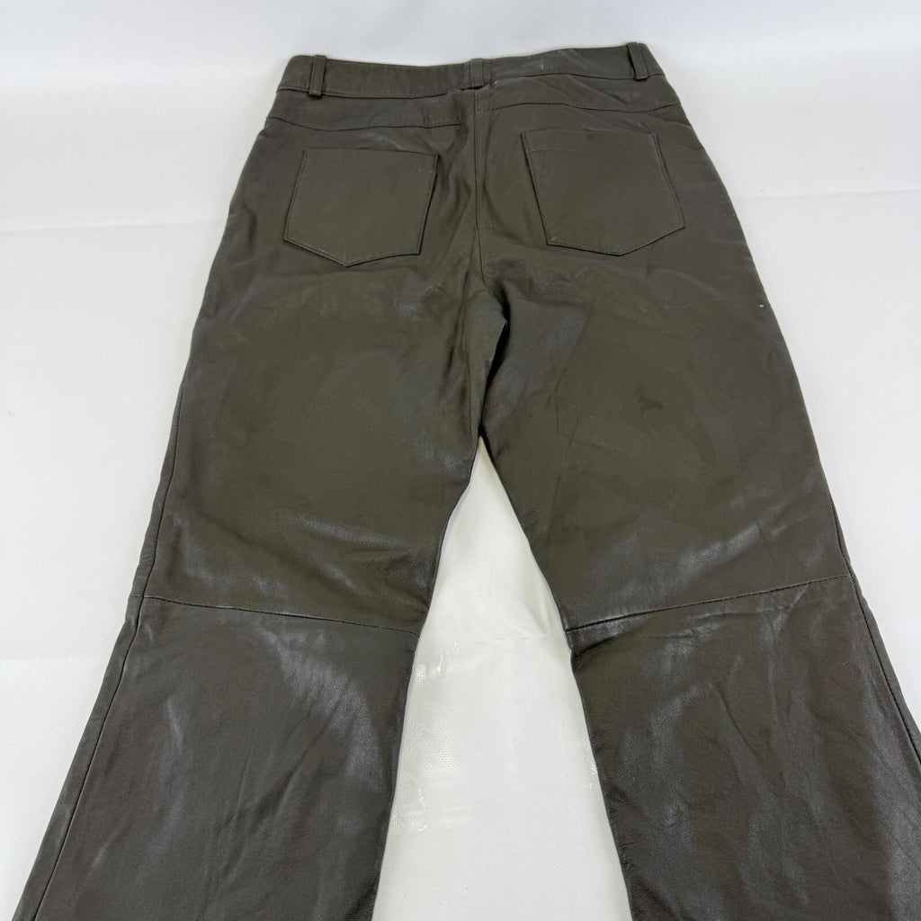 Heine Women's Leather Jeans Biker Pants in Dark Brown Y2K UK size 12