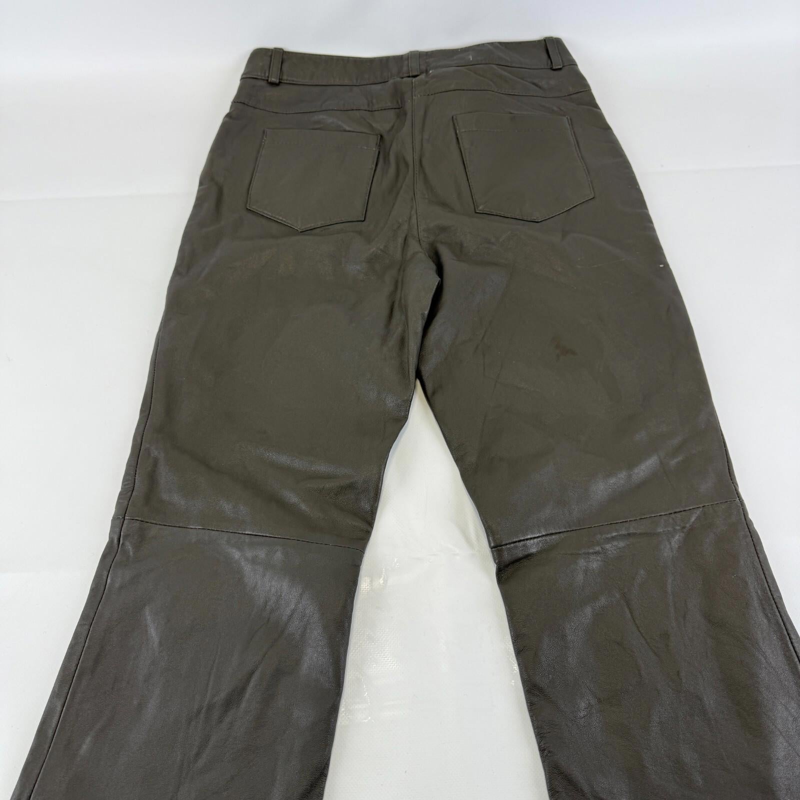 Heine Women's Leather Jeans Biker Pants in Dark Brown Y2K UK size 12