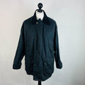 Mc Orvis Wax Jacket Mens size M Black Waxed Hooded Coat Made in the UK