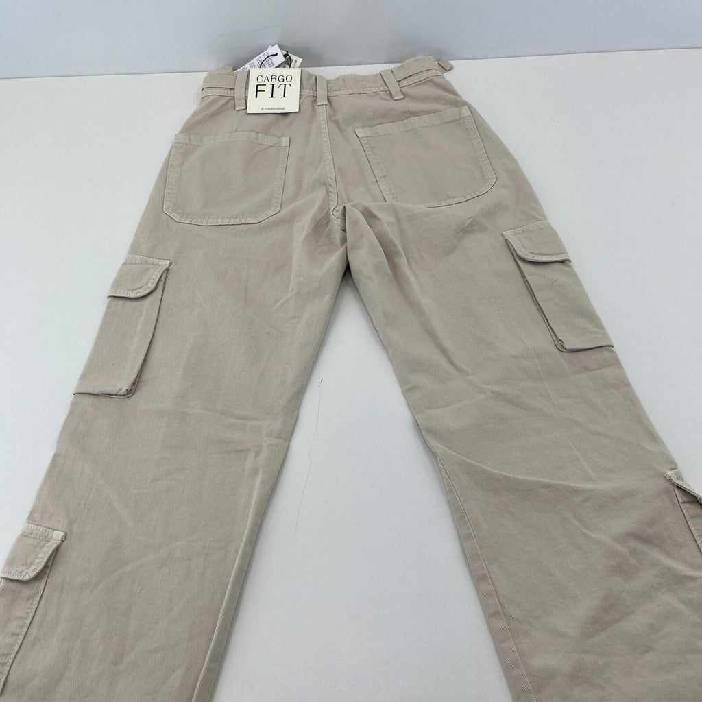 Stradivarius Cargo Chino Trousers in Light Beige UK size 6 Leg 31"