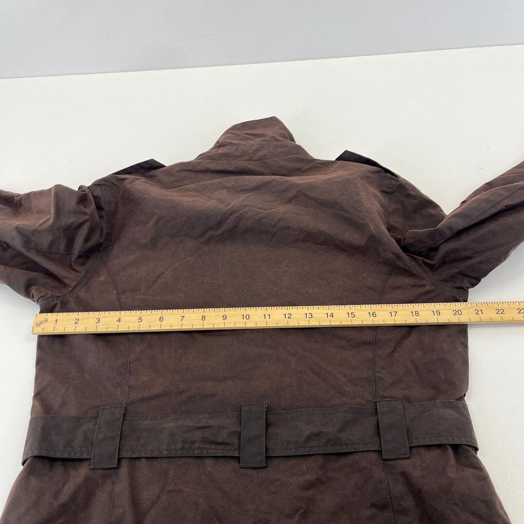 Mc Orvis Wax Jacket Womens size S Brown Waxed Coat with Belt Made in the UK