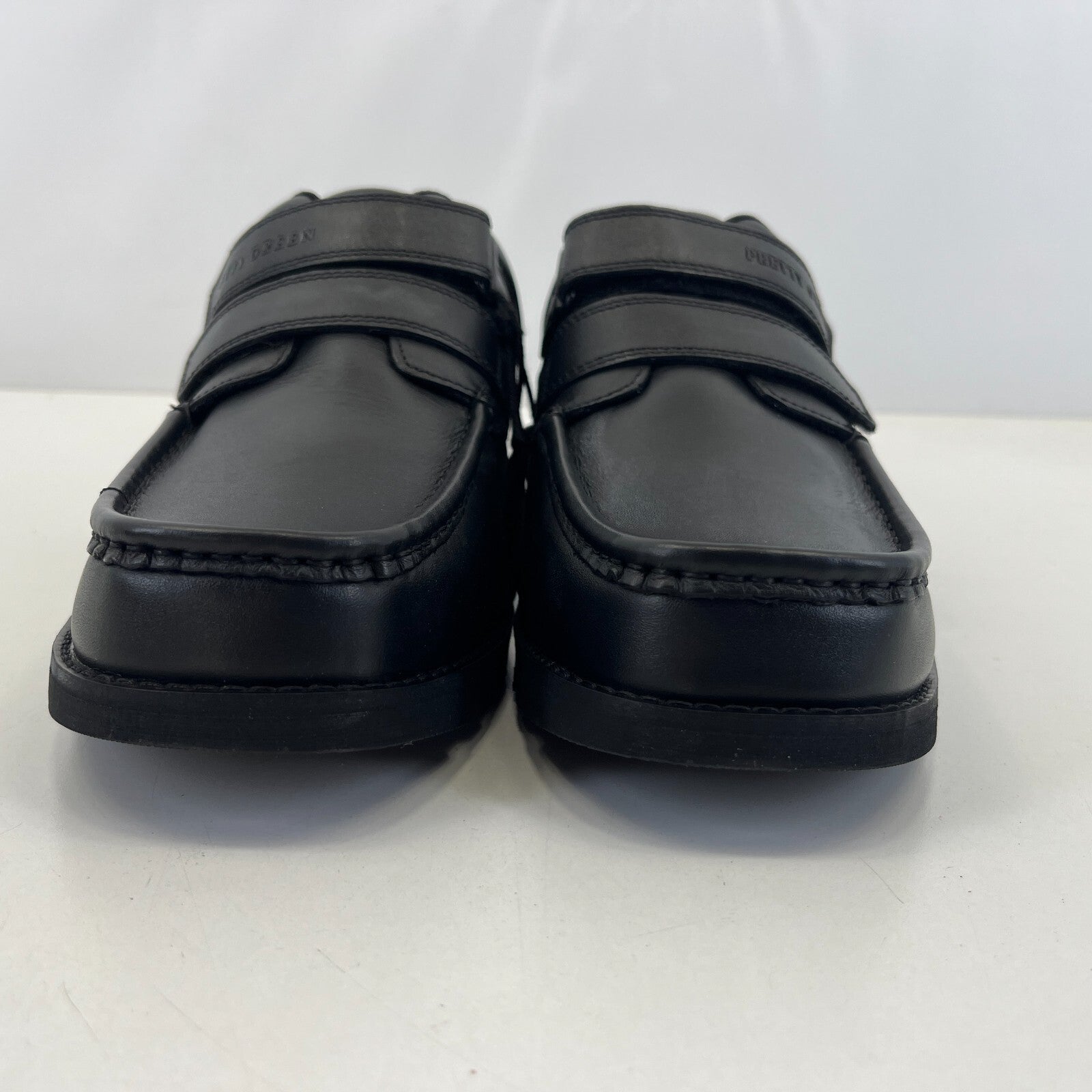 Pretty Green Harrow Easy Fasten Shoes Moccasin Loafers Mens Black Leather UK 8.5