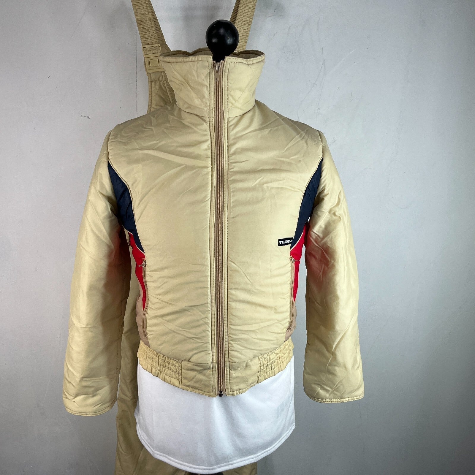 Vtg Tundra by Jasper Cameron Ski Jacket & Salopettes Set Beige size 42 Near Mint