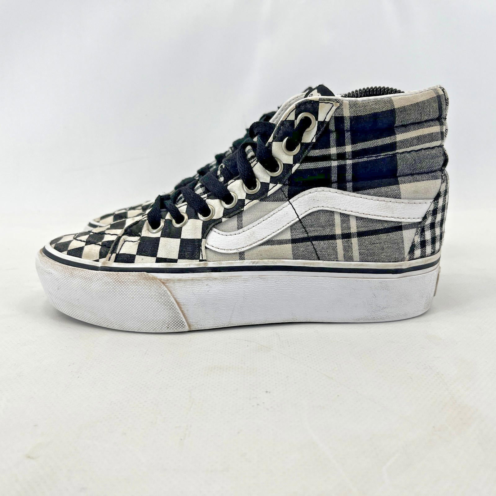Vans Off The Wall Black/White Checkerboard Hi Top Trainers UK size 3
