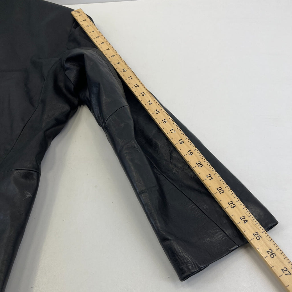 hElium Men's Leather Overcoat Jacket Black size L Vintage Insulated Casual Coat