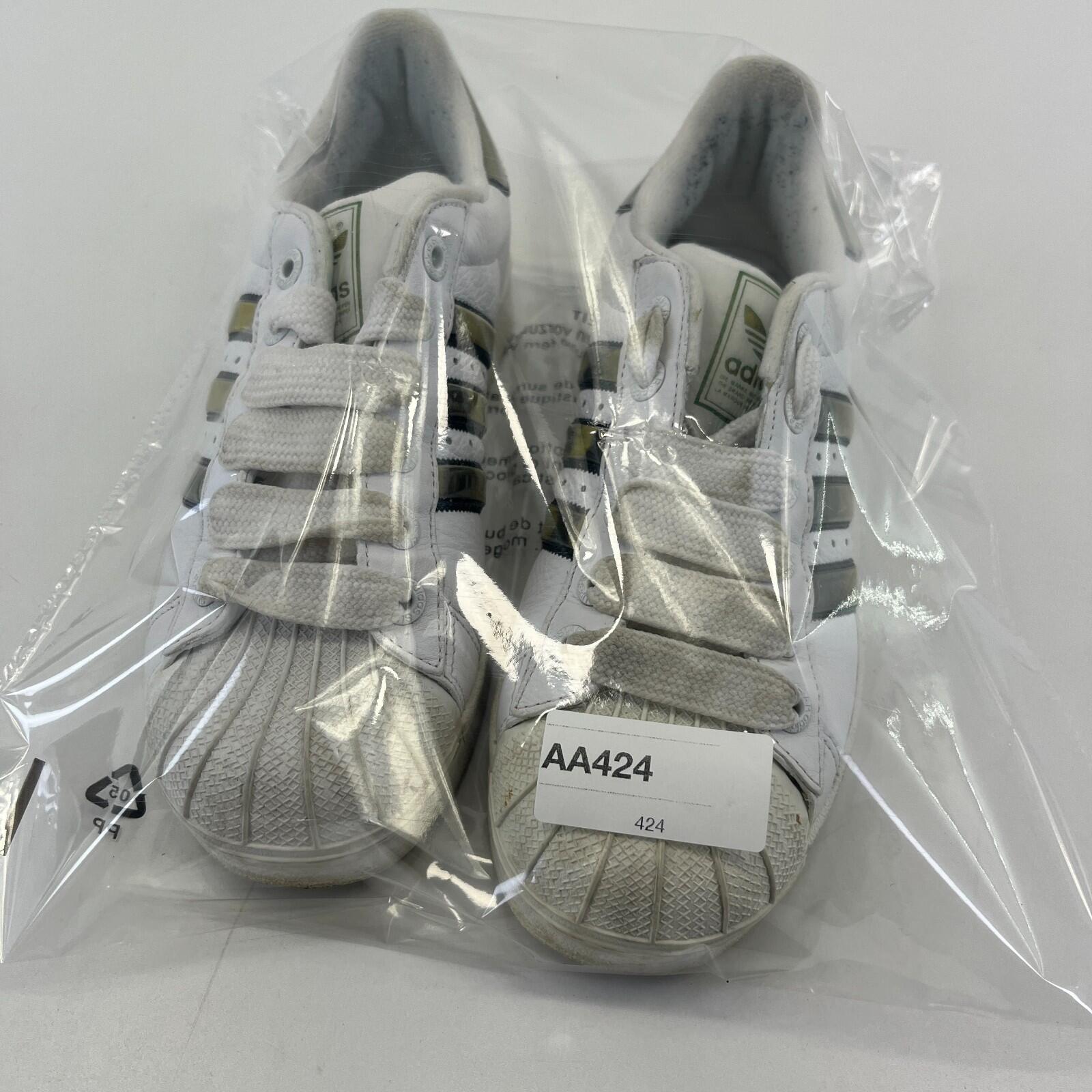 White Superstar Trainers in White & Bronze UK Women's size 5.5