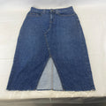 Fat Face Weston Denim Midi Skirt Cotton Festival UK 12 Dark Blue with Hem Fray