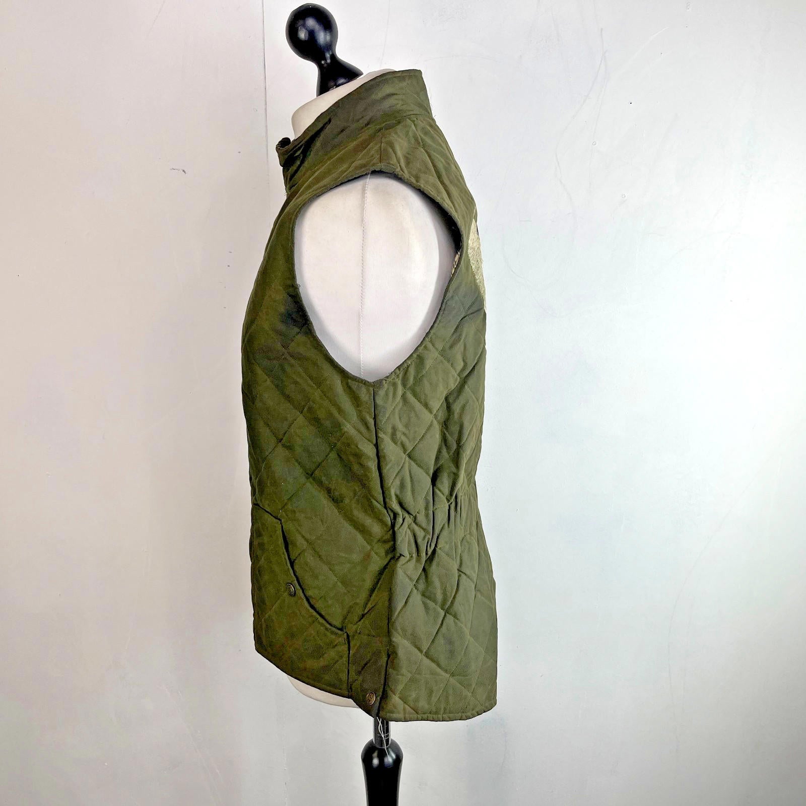 Argyll Women's Wax Waterproof Gilet Embroidered Vest in Green size Large - VGC