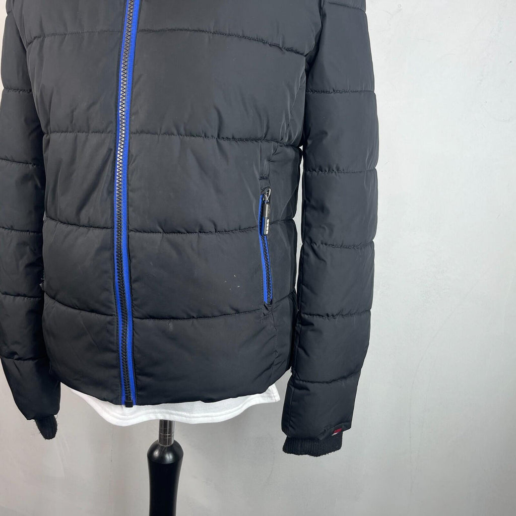 SuperDry Sports Puffer Jacket in Black size Medium - Hooded Insulated