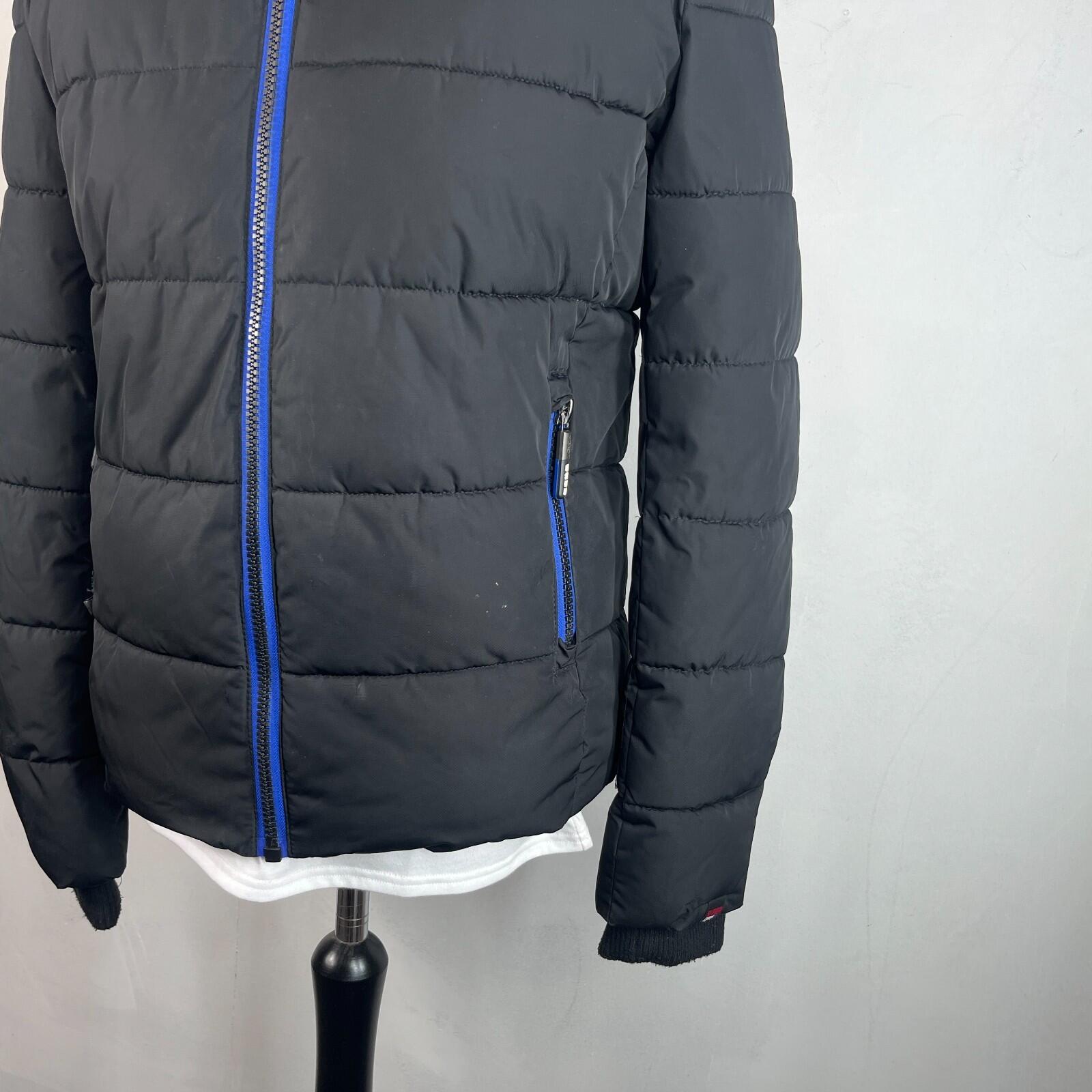 SuperDry Sports Puffer Jacket in Black size Medium - Hooded Insulated