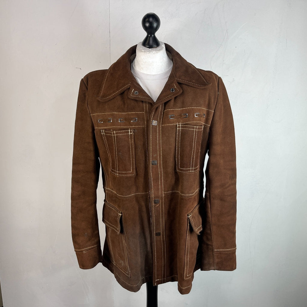 Vintage Excelled Heavy Suede Leather Rugged Wear Jacket size 44 Made in Canada