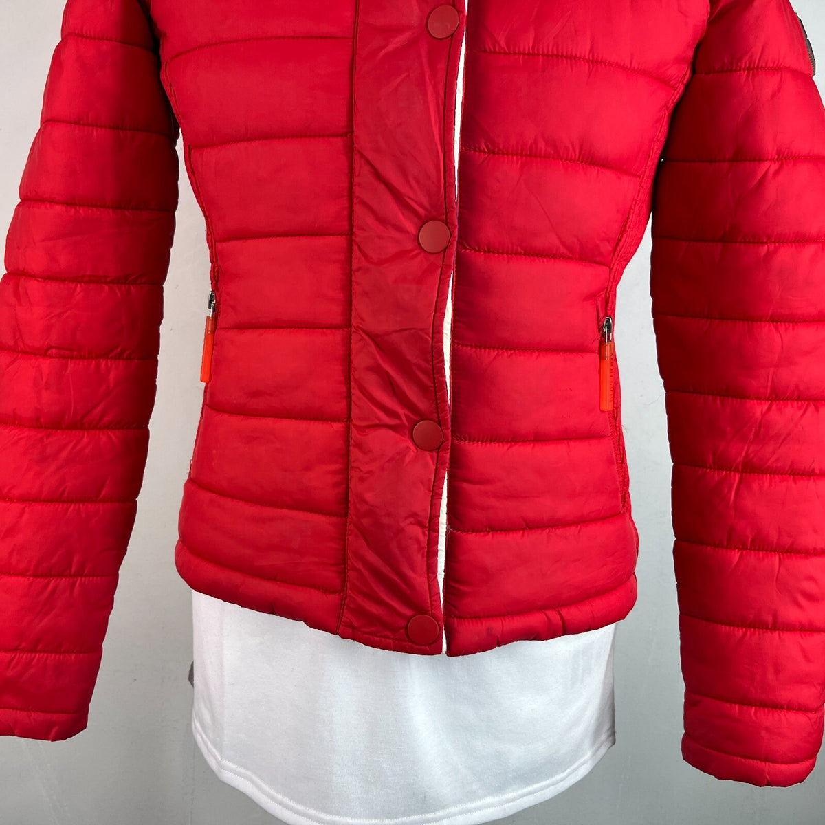 Superdry Original Fuji Jacket Coat Women’s size 14 Quilted Red Warm Ladies