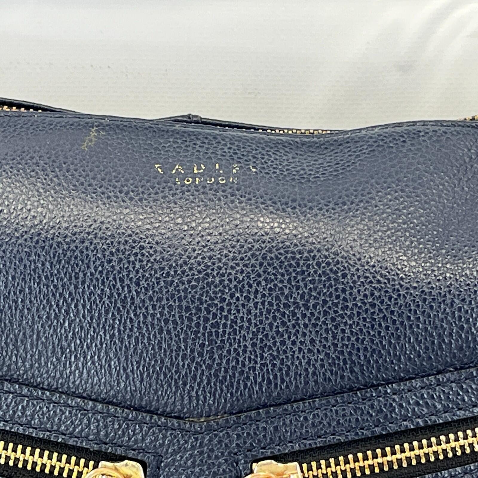 Radley Navy Blue Leather Shoulder Hand Bag 12" wide