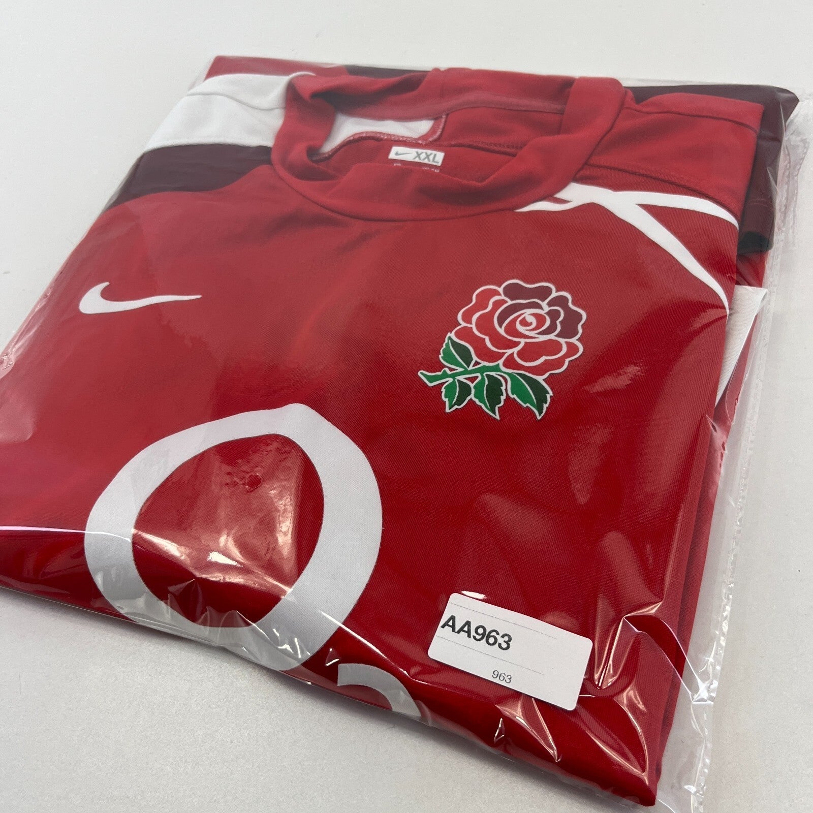 Nike England Rugby Away Shirt 2007-09 Red White O2 Short Sleeve Jersey size 2XL