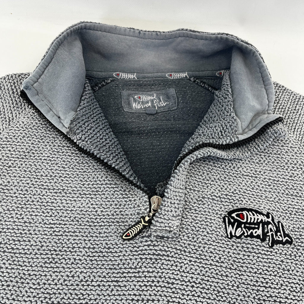Weird Fish Mens Grey Quarter Zip Jumper Macaroni Pullover size Small
