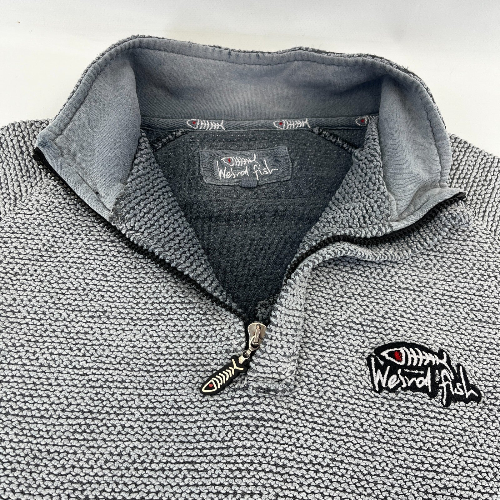 Weird Fish Mens Grey Quarter Zip Jumper Macaroni Pullover size Small